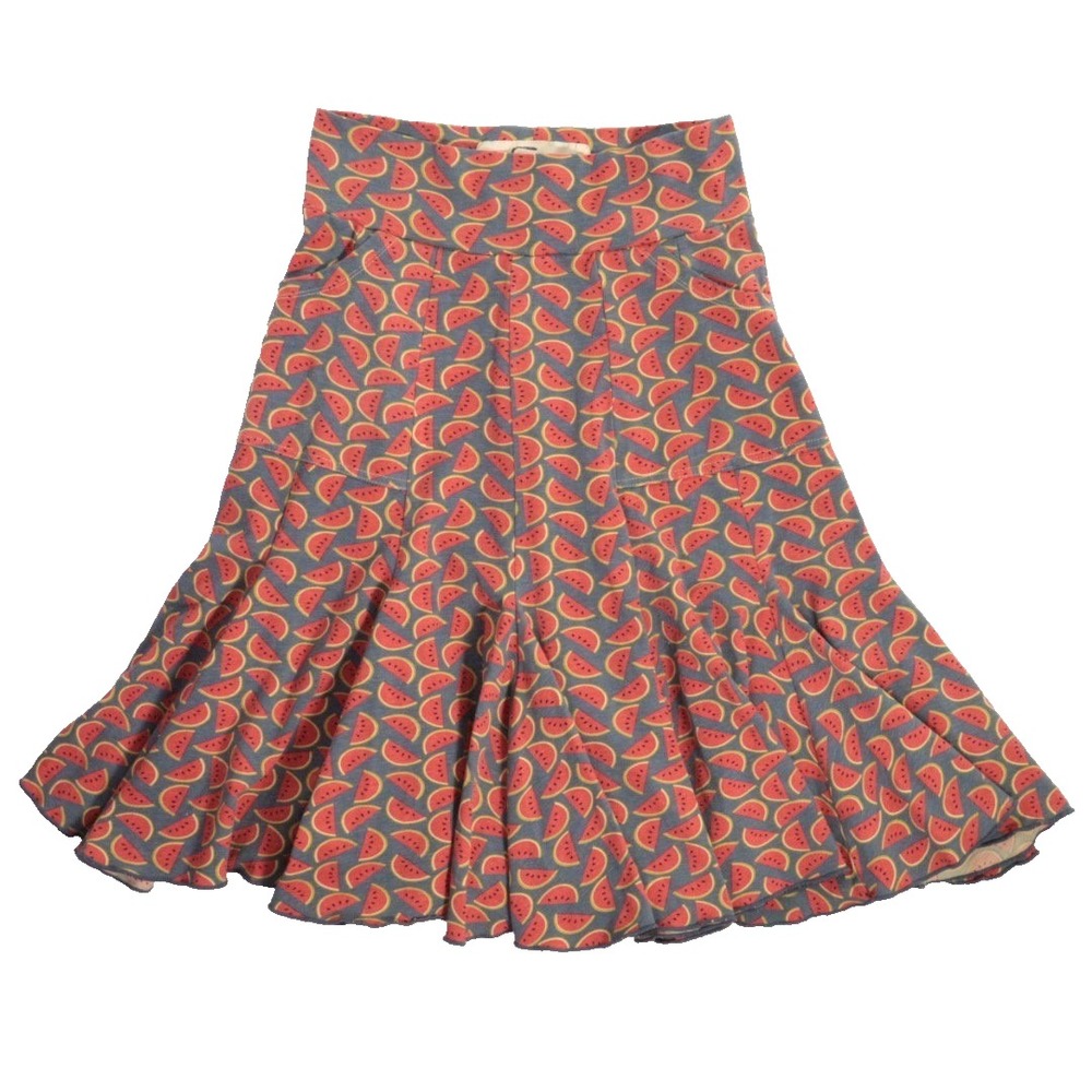 Effie's Heart Skirt Watermelon Print Pockets Stretch‎ Red Cotton Blend Women S